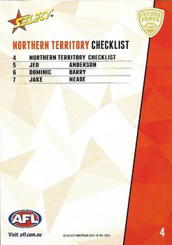 2012 Select Future Force #4 Northern Territory Back